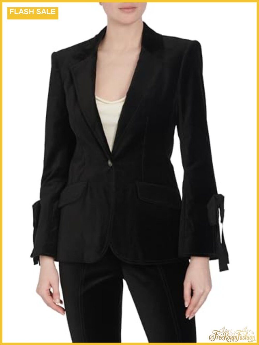 Velvet Lou Blazer Slim Fit Notch Collar Button